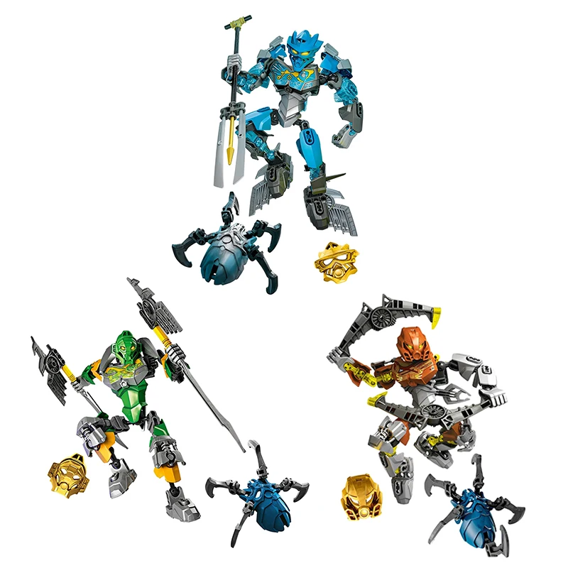Фото Новые конструкторы Bionicle Ice Master Golden Mask 2-в-1: Воины, фигурки, роботы-мехи, игрушки для мальчиков, подарки №3
