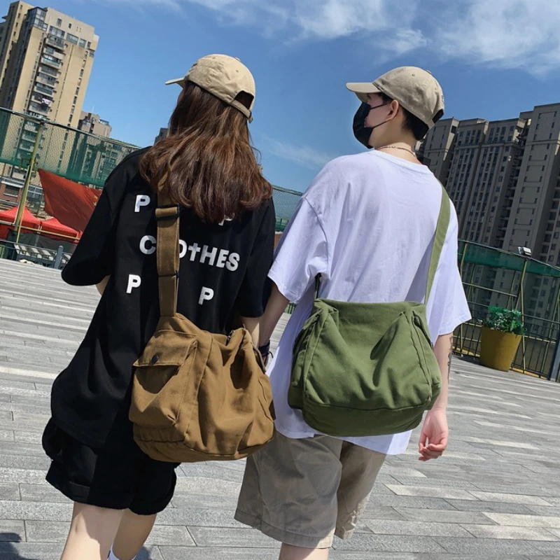 

Large Capacity Women's Bag Solid Summer New Canvas Shopper Travel Simple Fashion Black Woman Crossbody Shoulder Bags For Women