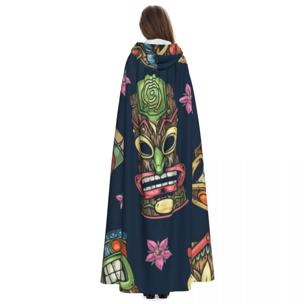 Косплей средневековые костюмы тики маски Красочный рисунок с капюшоном длинные