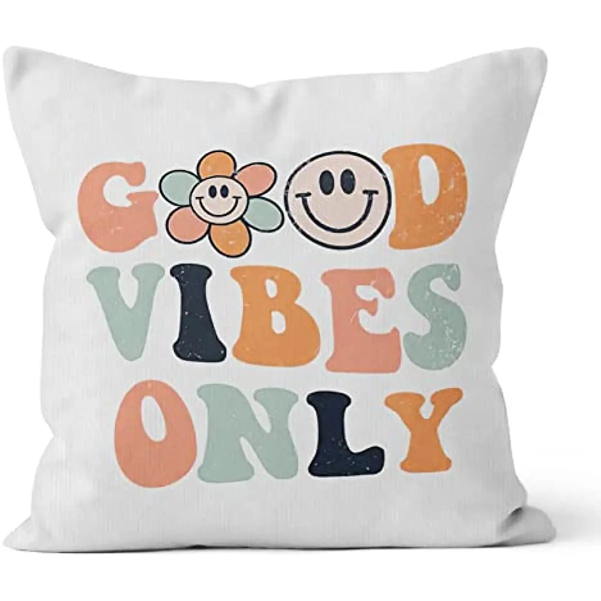 

Декоративная наволочка «Good Vibes Only» с мотивирующей мотивацией смайлика