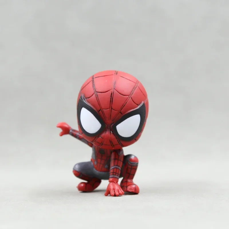 Фото Коллекционные фигурки Marvel Spiderman: милые аниме-персонажи, модели героев Marvel, куклы для детей, настольные мультяшные фигурки, подарок на день рождения №3
