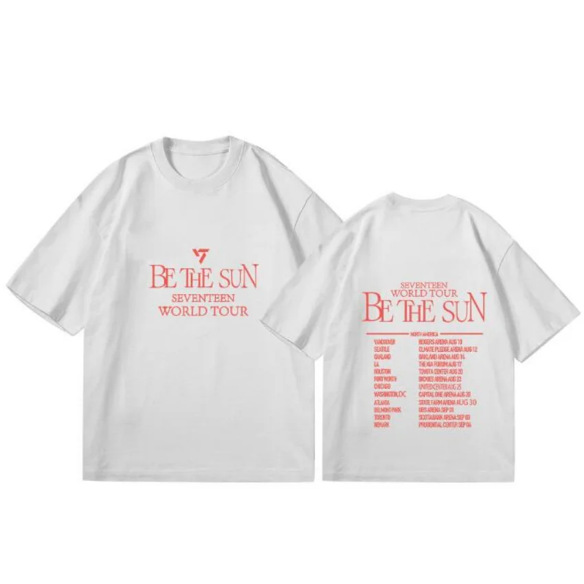 

KPOP SEVENTEEN World Tour BE THE SUN T Shirt Unisex Short Sleeve Cotton Summer Tops Korean Streetwear Tshirt Fans Clothes