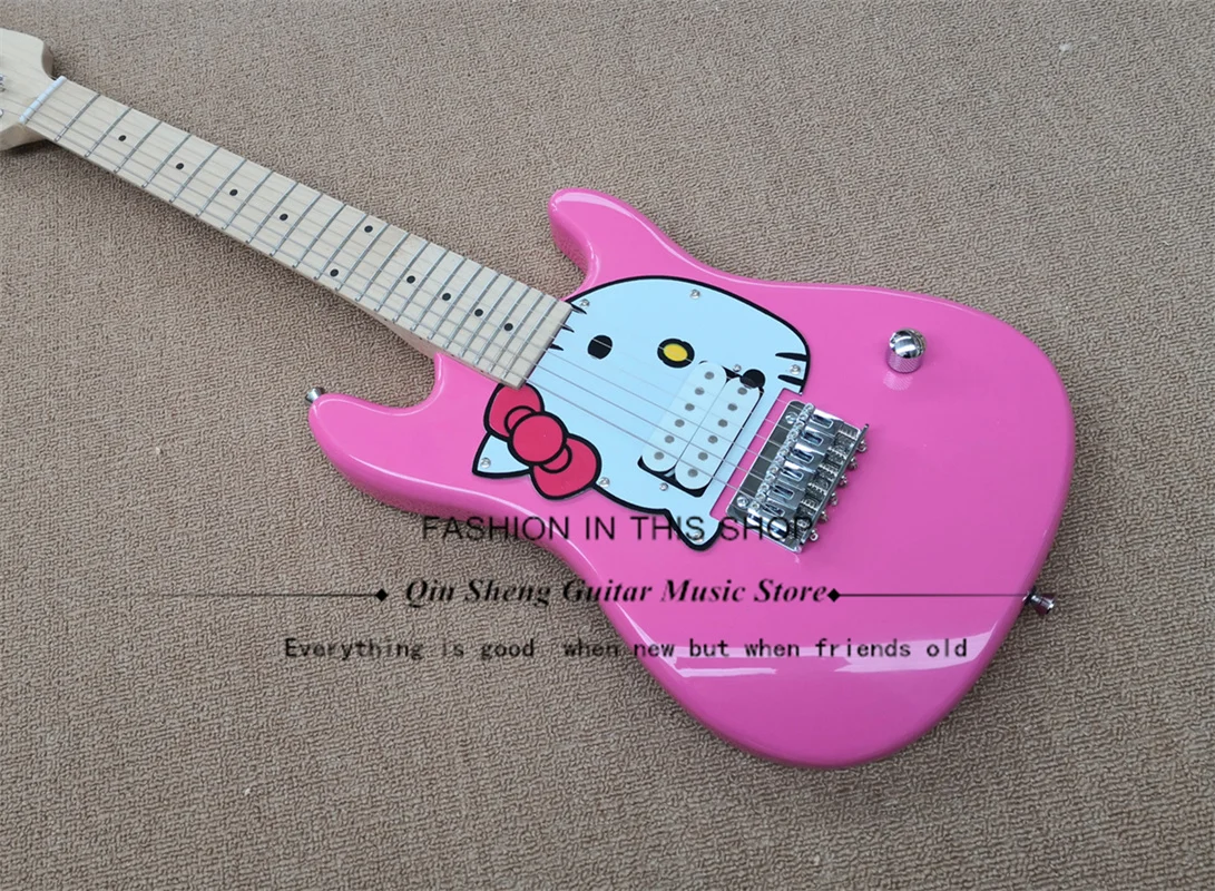 

Classic Children Electric Guitar, Kids Pink Guitar, Cat Pattern Body