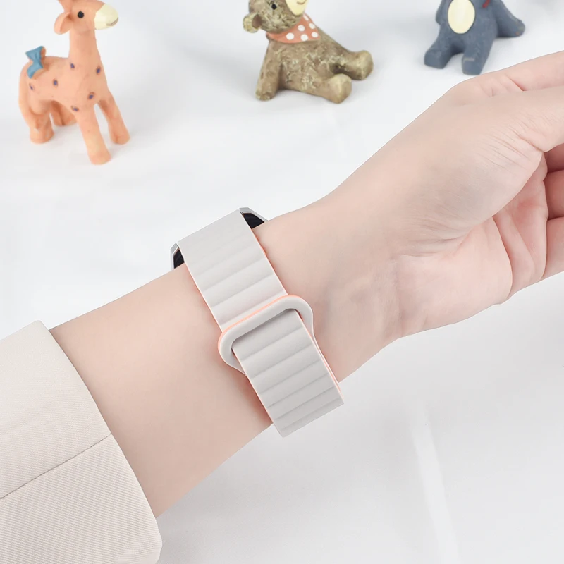 Фото Ремешок 20 мм 22 мм для Samsung Galaxy watch 7/6/5/4/5pro/6 Classic/FE 40/44 мм, силиконовый браслет с магнитным ремешком huawei GT 4-3-pro-2e №3