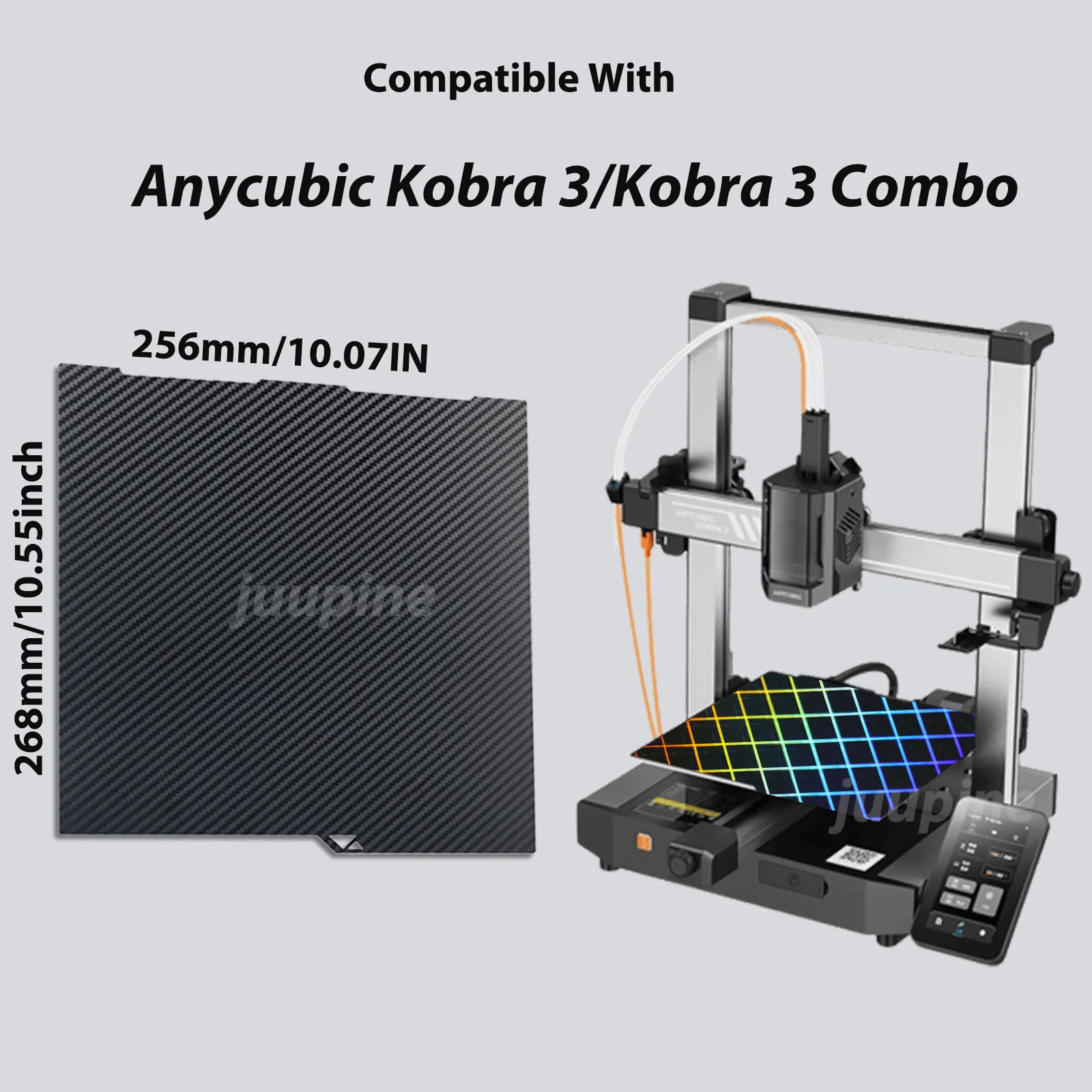 Для Anycubic Kobra 3 Combo Build Plate 256x268 Пружинный стальной лист PEO PET PEY Sheet Двусторонняя