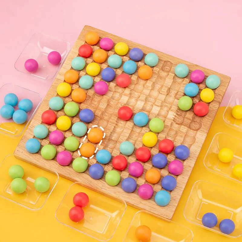 

Kids Toys Educational Montessori Color Sorting Wooden Toys Hands Brain Training Clip Beads Math Toy Game For Children's Gift