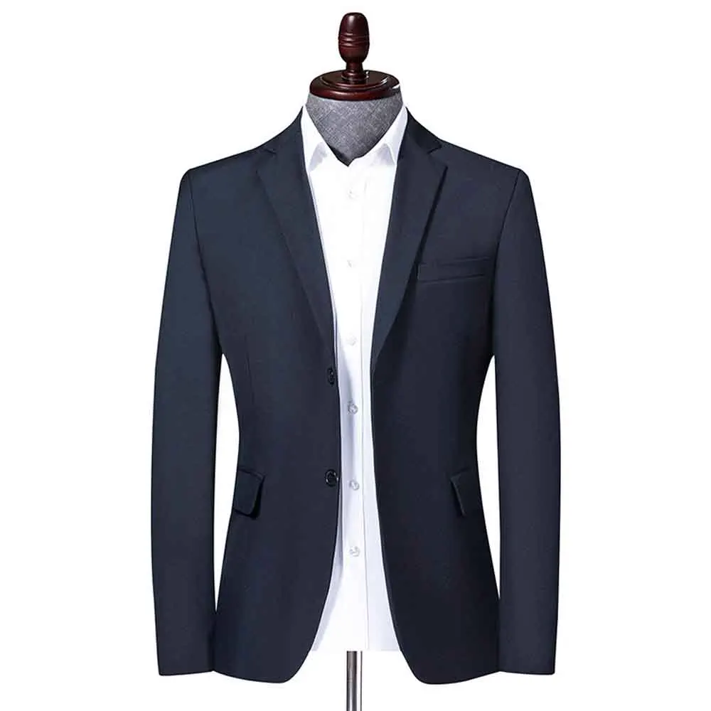 Casual Men Autumn Winter Solid Color Blazer Button Closure Pockets Slim Jacket Coat for Business Blazer