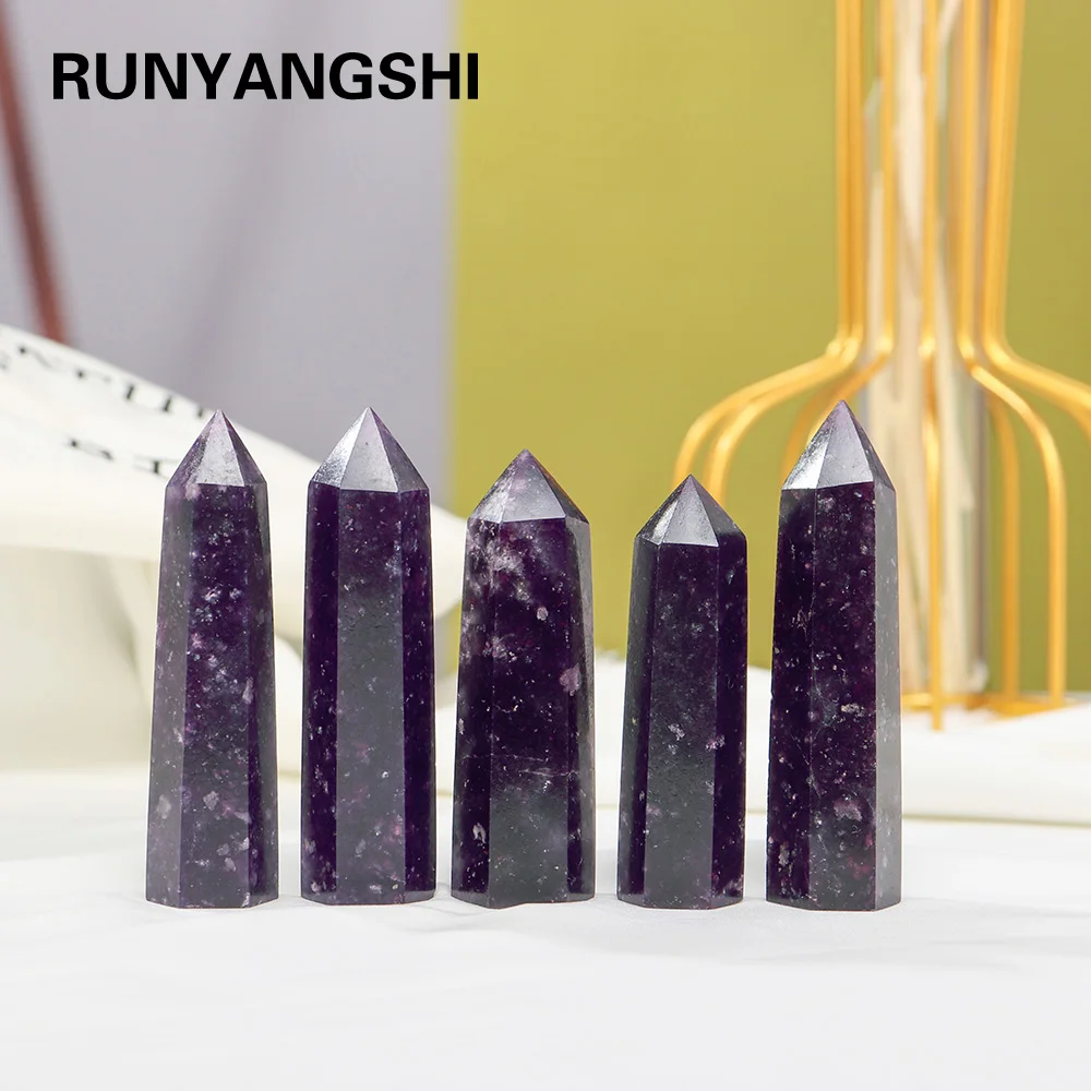 

Натуральный сиреневый камень, обелиск, палочка Lepidolite Rock, минерал рейки, исцеляющая Хрустальная палочка, домашний декор, 4-8 см, 1 шт.