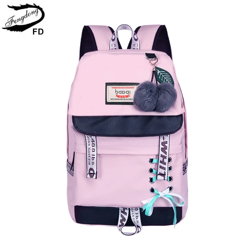 

Fengdong teenage girls school bags children pink bookbag high school backpack female black schoolbag kids bookbag gift girl