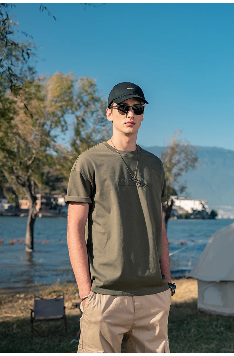 

6722 2022 new Summer student high street hip-hop flocking print loose short-sleeved T-shirt men