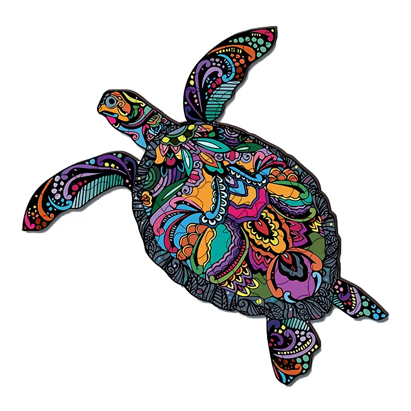 

Sea Turtle Puzzle Wooden Jigsaw Alien Animal Unique Piece Colorful Pop Design 12 Pattern Puzzles for Baby Gift Casual Games