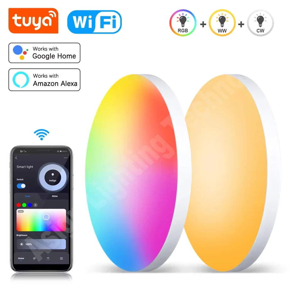 Современный 220 В 40 Вт Wi-Fi умный светодиодный потолочный светильник RGB с