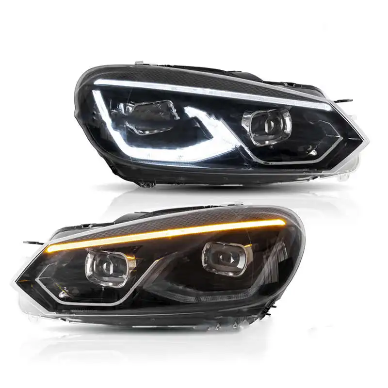 Светодиодные фары в сборе для Volkswagen GOLF 6 MK6 2010-2014 DRL дневные ходовые огни стример