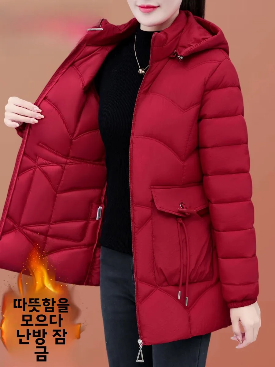 Пуховик Дятел с хлопковой подкладкой женская одежда средней длины зима 2024