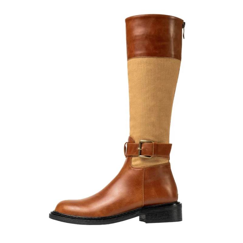 Women's High Boots Fashion Woman Non-slip Waterproof Winter Zipper PU Leather Knee High Boots Women Chunky Platform Long Boots