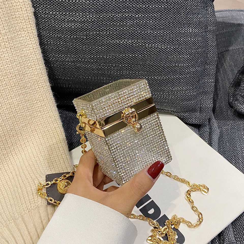 

Mini Diamond All-Match Small Bag 2022 New Fashionable Chain Crossbody Bag Rhinestone Lipstick Pack Earphone Bag for Women