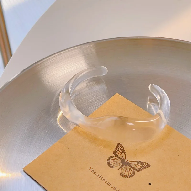 Модные Красочные прозрачные полимерные Открытые Браслеты геометрические