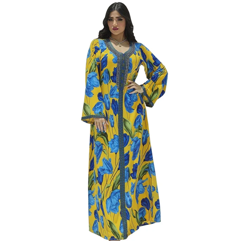 

Gold Luxury Dress Sweetheart Neck Long Sleeve Beading Free Shipping On Sale Elegant Blue Flower Floral Dress