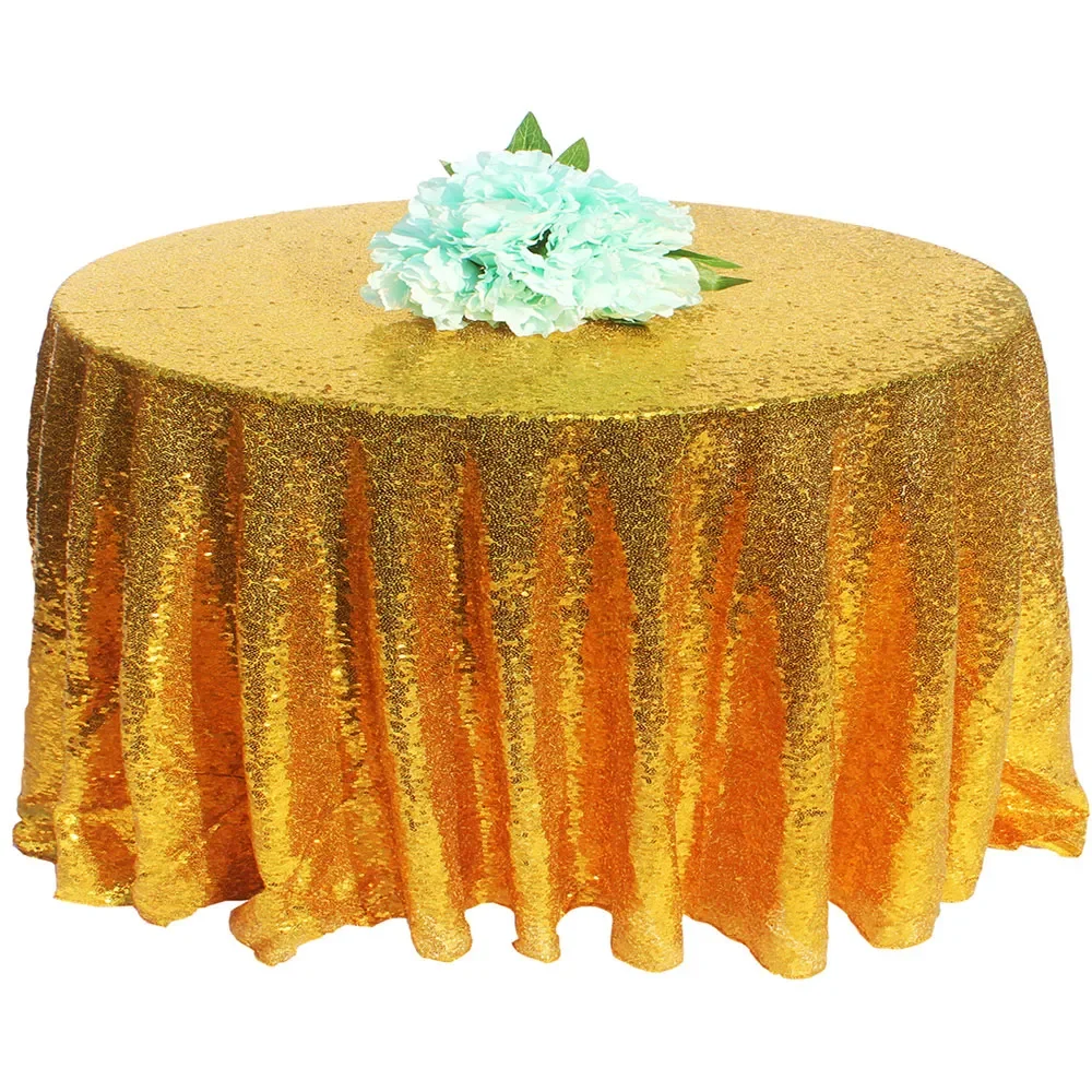 

Блестящая искусственная круглая скатерть, Обложка для обеденного стола для свадебного украшения, чехол для рождественского банкета, домашнего декора