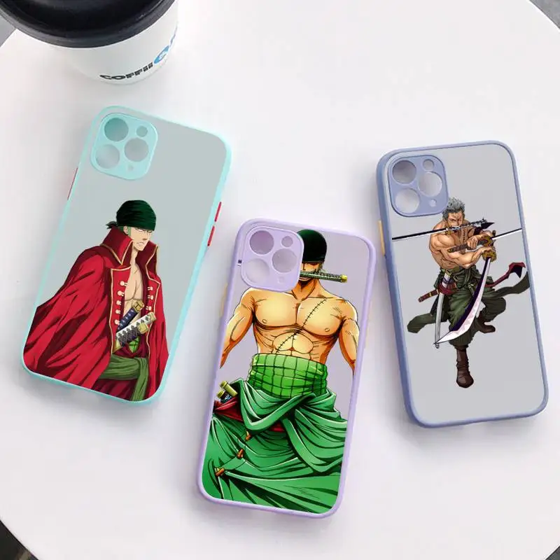 

BANDAI Roronoa Zoro Phone Case for iPhone X XR XS 7 8 Plus 11 12 13 pro MAX 13mini Translucent Matte Case
