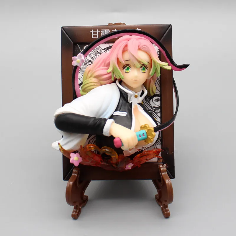 

10cm Demon Slayer Anime Figurue Kanroji Mitsuri Action Figure Kimetsu no Yaiba Kanroji Mitsuri Photo Frame Figurine Model Doll