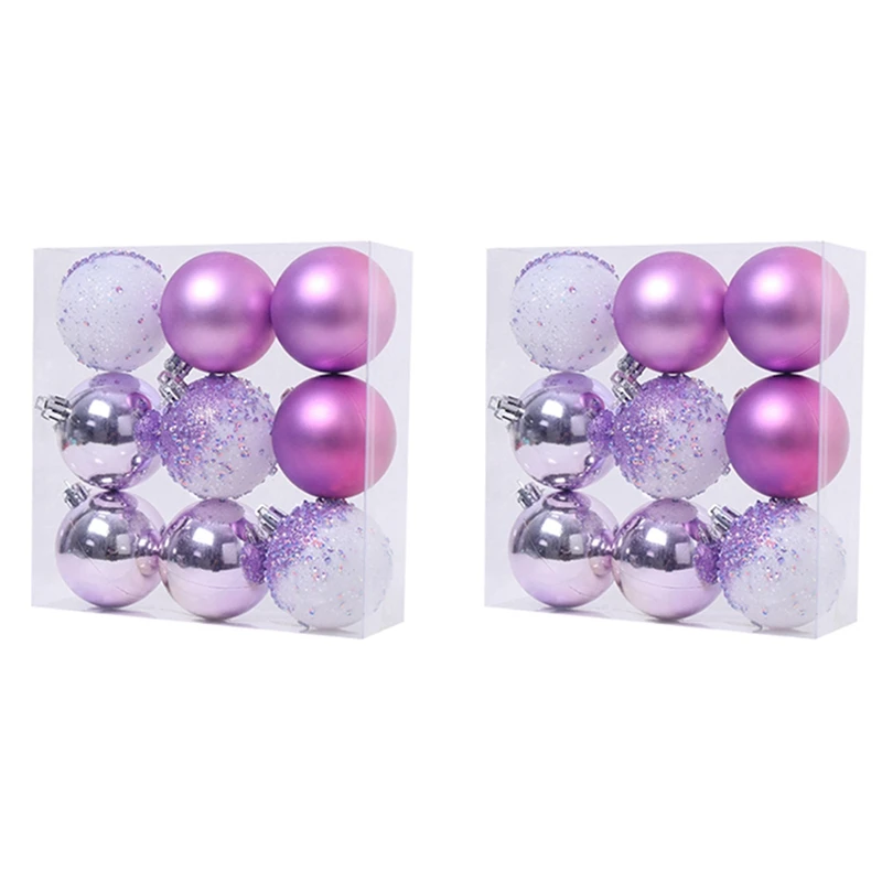 

18 PCS Christmas Ball Ornaments Xmas Tree Decorations Hanging Balls For Home New Year Party Decor - 2.36Inch, Purple