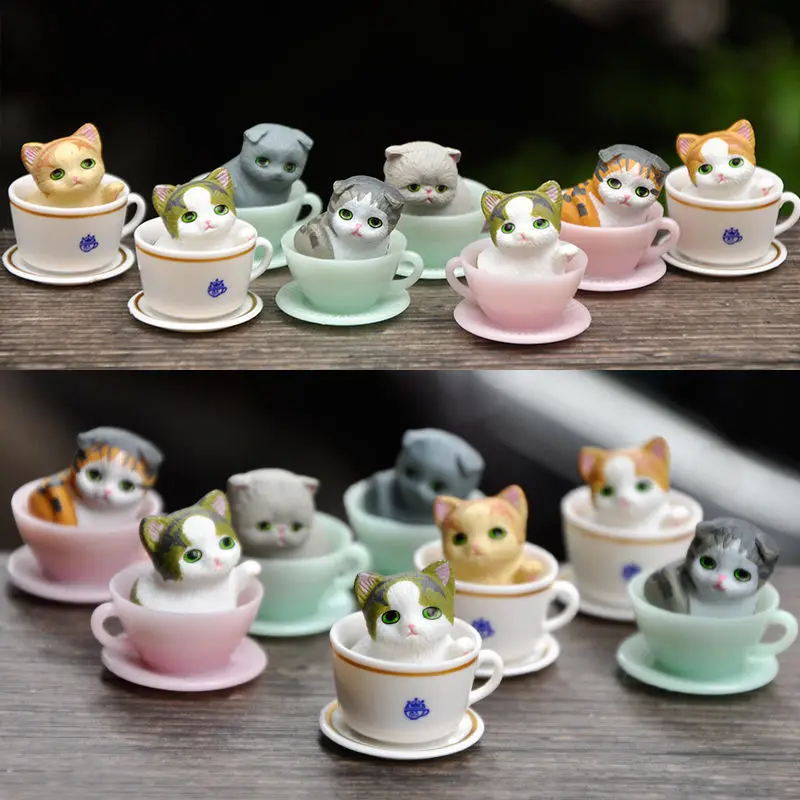 

Blind Box Teacup Cat Guess Bag Toys Animals Dolls Cute Mini Japanese Style Anime Figures Girls Children Birthday Gifts Model New