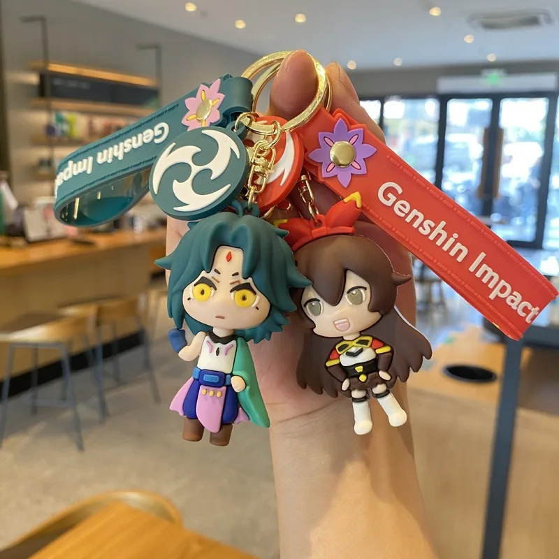 Kawaii Genshin Impact модель игровой фигурки брелок Keqing Barbatos брелоки с куклой украшение