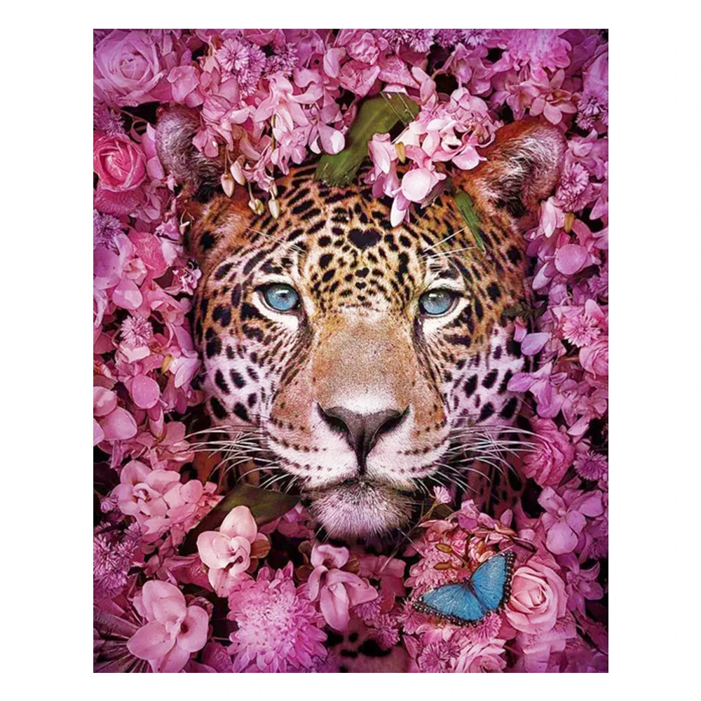 

KamyYi 5D Flower Leopard Diamond Painting Full Square Embroidery Cross stitch Diamond Inlaid Rhinestone Animal Decoration Home