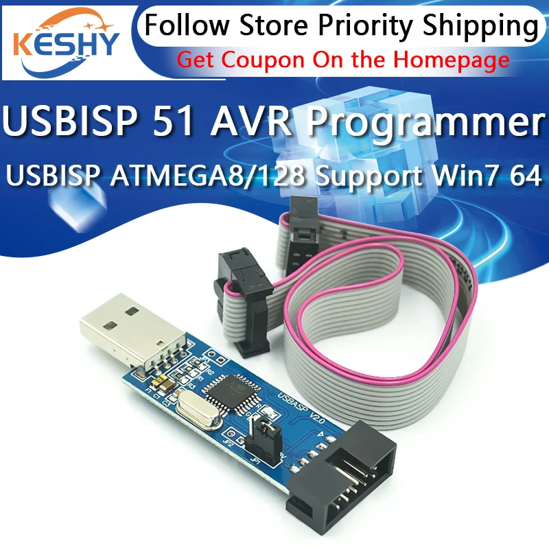 Программатор USBASP USBISP 51 AVR USB ISP ASP ATMEGA8 ATMEGA128 с поддержкой Win7 64 Board
