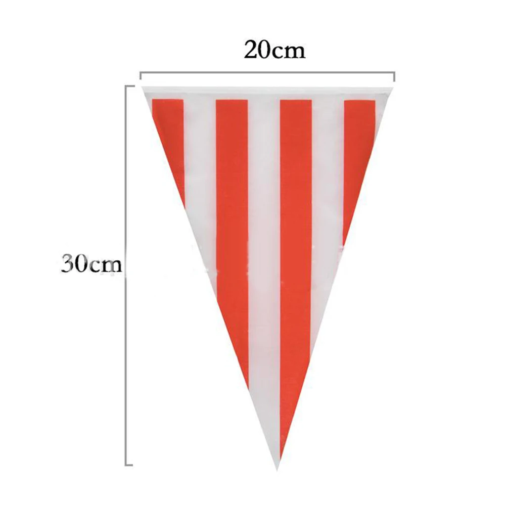 

10/30M Flags Theme Party Banner Red And White Striped Pennant Ban For Circus Carnival Wedding Grand Event Decorations