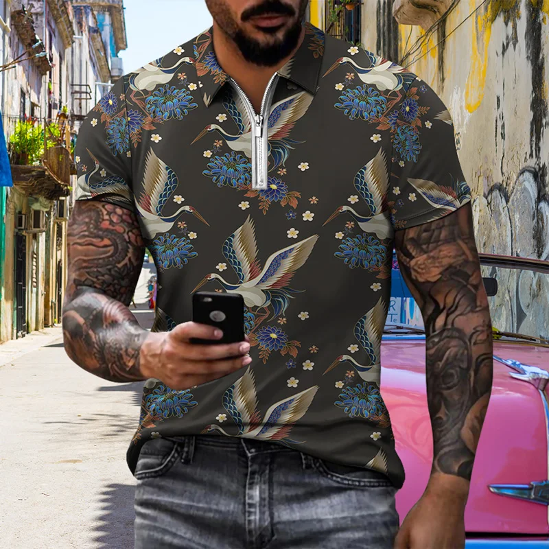

New Summer Breathable 3d Digital Printing Golf Sports Quick Dry Business Short Sleeve Polo Shirts Men's Fashion Streetwear
