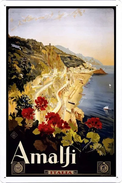 

Italy Amalfi Retro Vintage Travel Poster Tin Sign Vintage Metal Pub Club Cafe bar Home Wall Art Decoration Poster Retro 8x12