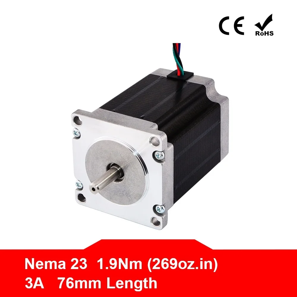 

Free ship ! 1PC Nema 23 Stepper Motor 57 Motor 1.9Nm(269oz.in) 3A 76mm Nema23 Step Motor 4-lead for CNC Milling Machine