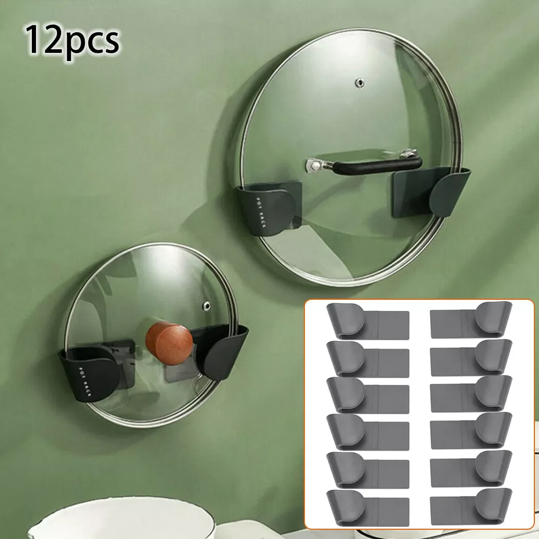 

2023NEW Wall-Mounted Pot Pan Lid Storage Holder Home Kitchen Utensils Organization Kitchen Fork Spoon Holders Non-slip Rack