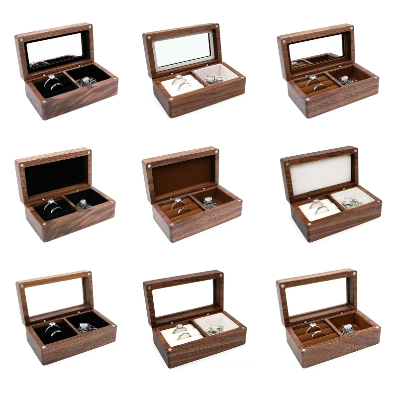 

1 Pc Vintage Ring Box Earring Storage Organizer Display Rectangle Shape Storage Box Jewelry Case Gift for Women Girls