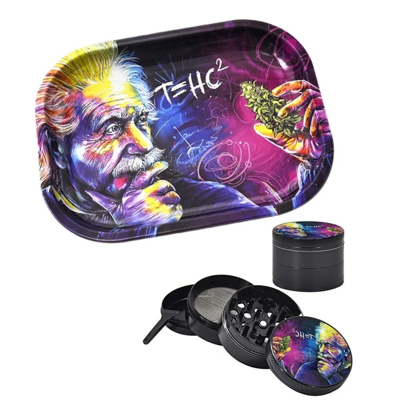 

Tobacco Kit Rolling Tray Set Zinc Alloy Metal Smoke Einstein Herbal Grinder Gift Smoking Accessories Tobacco Roller Machine