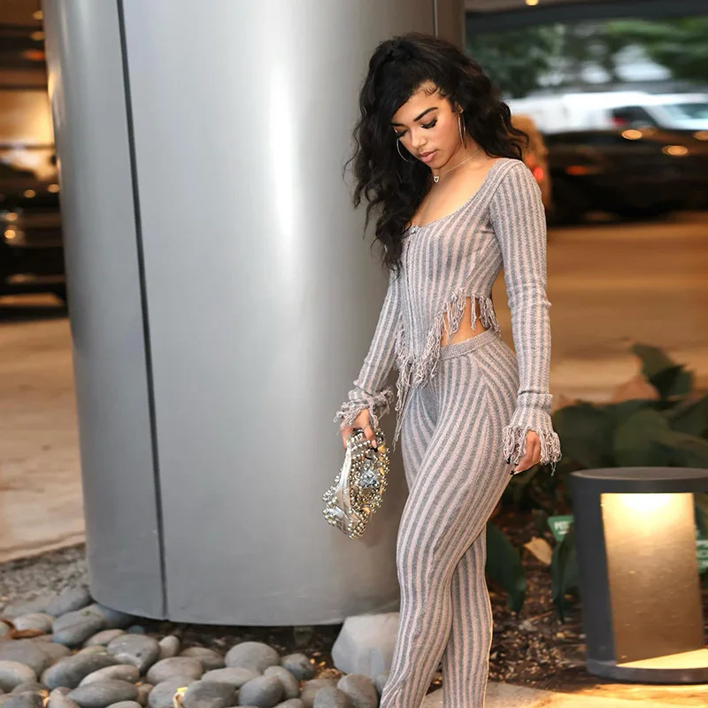 Трикотажный комплект из двух предметов спортивный костюм для женщин свитер