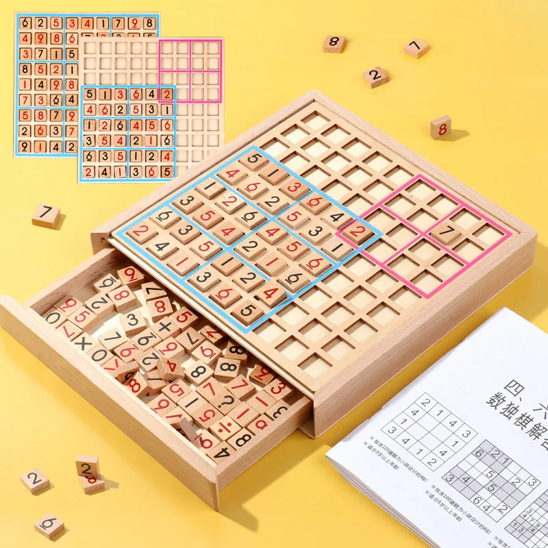 

Kids Montessori Wooden Educational Toys Crosswords Inference Logic Toy Square Math Children's Early Education Puzzles Number