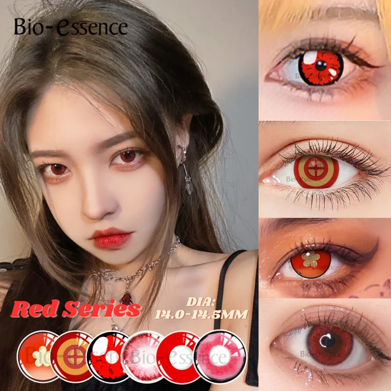 

Bio-essence 1 Pair Cosplay Colored Contacts Lenses Yearly Use Red Colorcon Pink Pupils for Eyes Soft Contact Fast Shipping