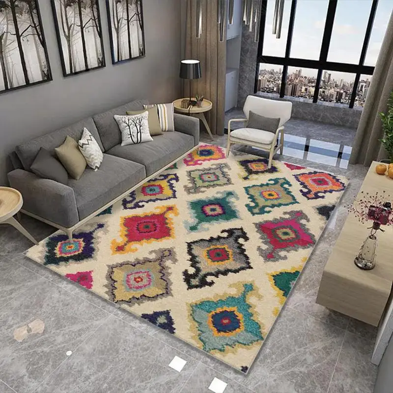 

Nordic Light Luxury Bedroom Stitching Carpet Simple Living Room Coffee Table Mat Modern Geometric Entry Door Mat Office Carpet