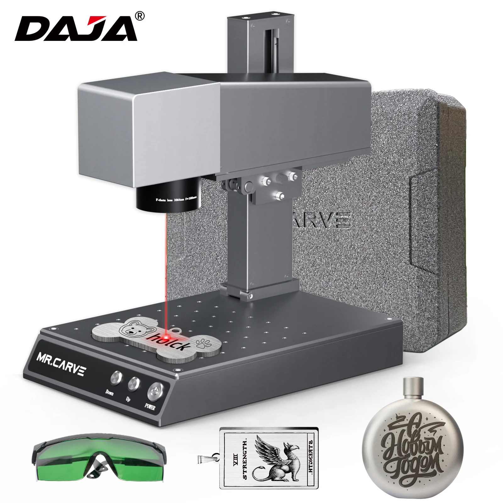 DAJA Fiber Laser Marking Machine M1 High-Precision Metal Nameplate Engraver Wifi Portable Engraving Industrial Desktop