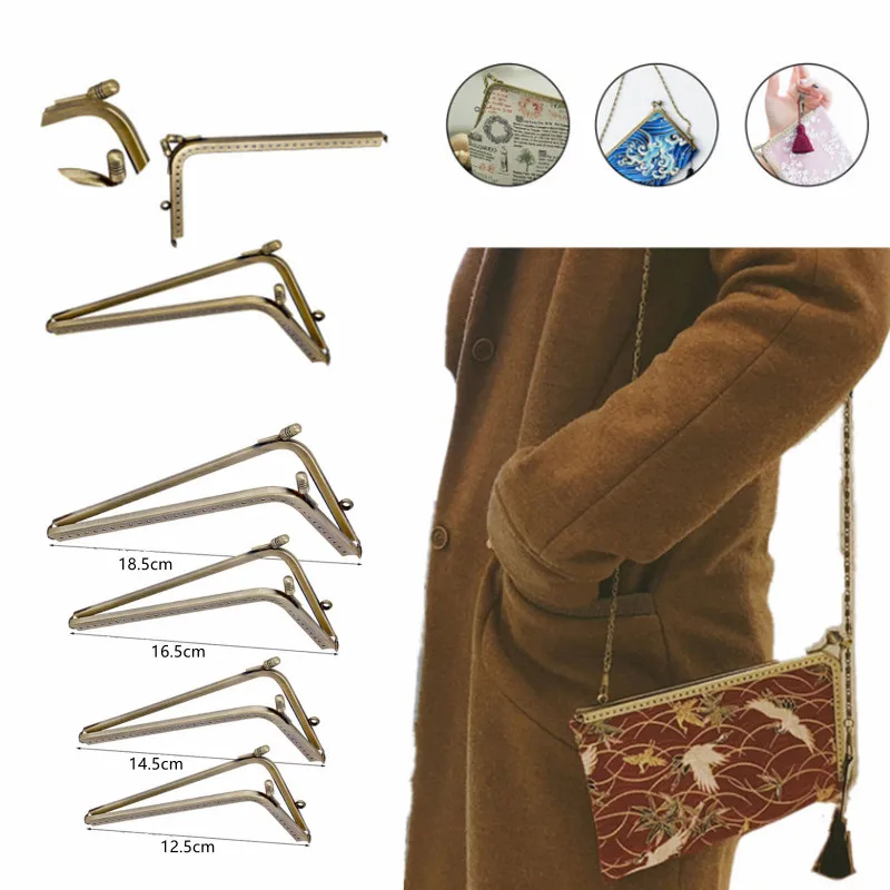 

L Shape Kiss Clasp Lock 5 Sizes Metal Bronze Smooth Purse Frame Bronze Wallet Mouth Clasp For Purse Accessory Bag DIY