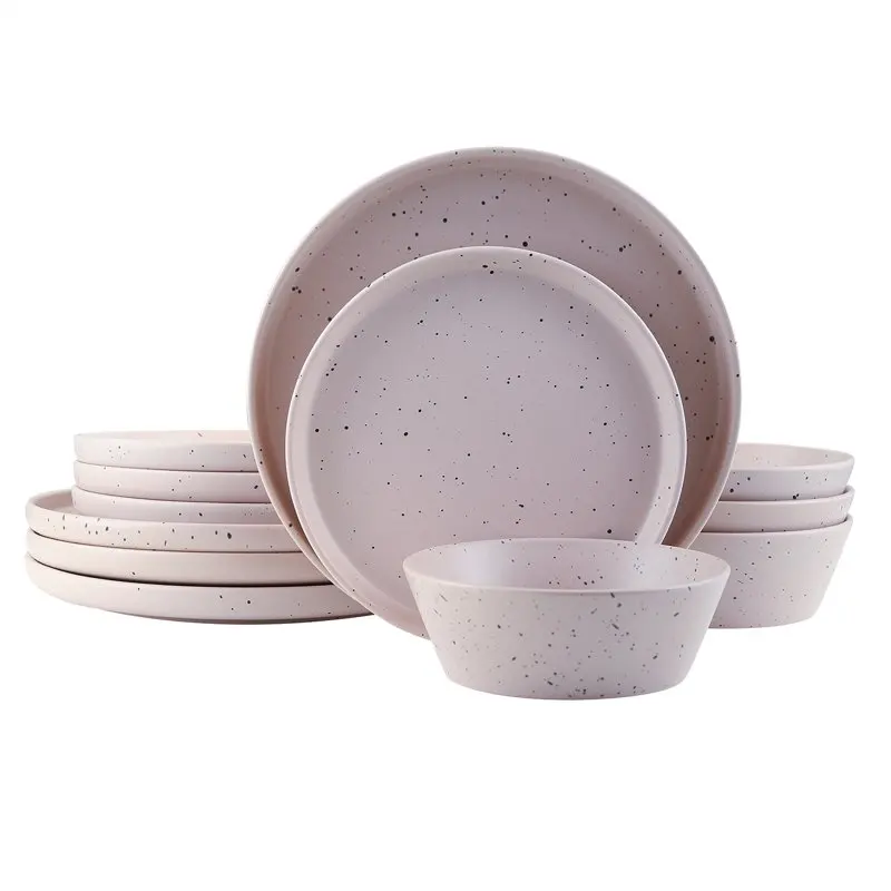 

Stone Lain Jessica Stoneware 12-Piece Round Dinnerware Set, Taupe