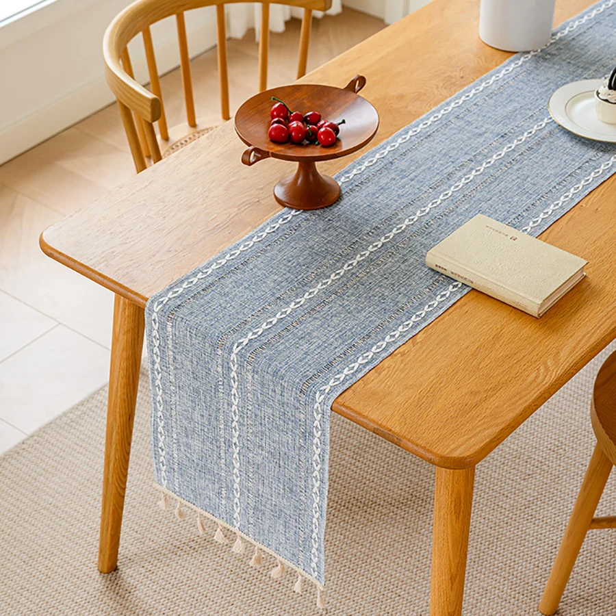 

Льняная дорожка для стола, фермерский дом, деревенское пианино, пылезащитный чехол с кисточками для столовой, кухни, кофе, вечеринки, комода, украшение домашнего стола