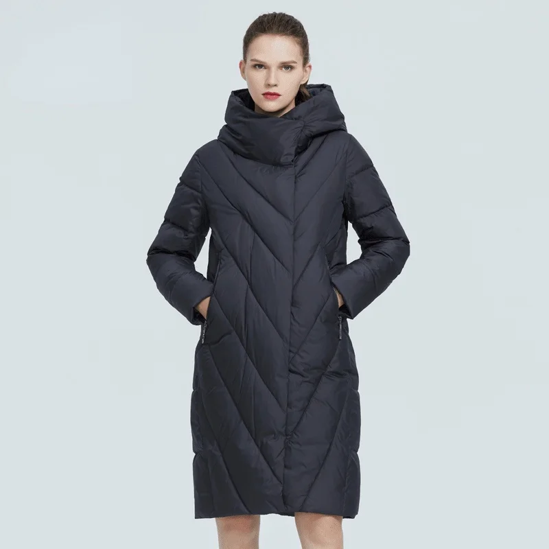 

Новинка 2021, зимняя Длинная женская пуховая куртка, модная теплая Женская парка, Брендовая женская одежда GWD19149I