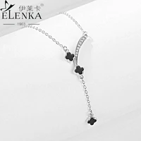 fashion lucky four leaf clover necklace for women 925 sterling silver necklaces clavicle chain pendant choker jewelry wholesale