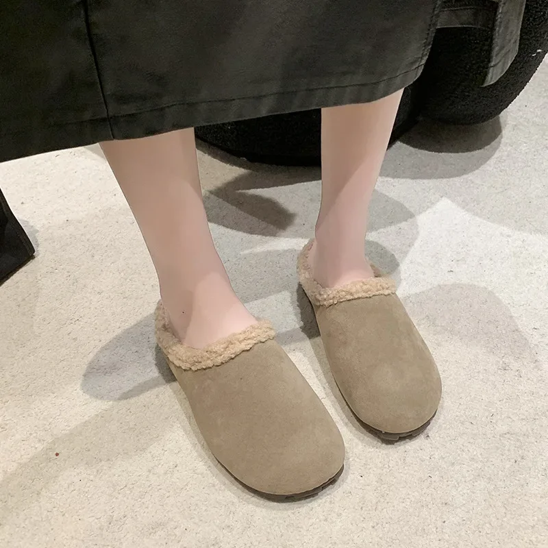 Ретро-тапочки Baotou на плоской подошве женская обувь для улицы и дома зимняя