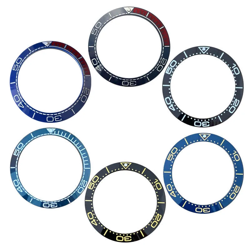 41.5mm Outside Diameter Watch Parts Insert Ring Convex Surface Slope Ceramic Ring Fit For Seamaster 007 Watch Case