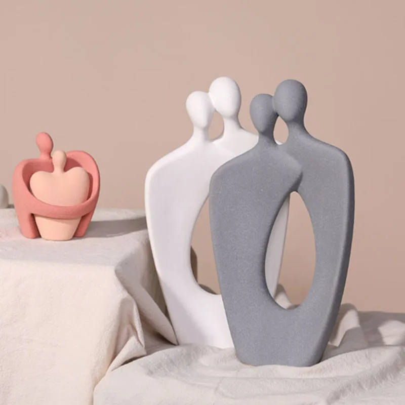 Ceramic home abstract human decoration lovers embrase house ornament sweet gift for girl Boy friend wedding birthday party decor